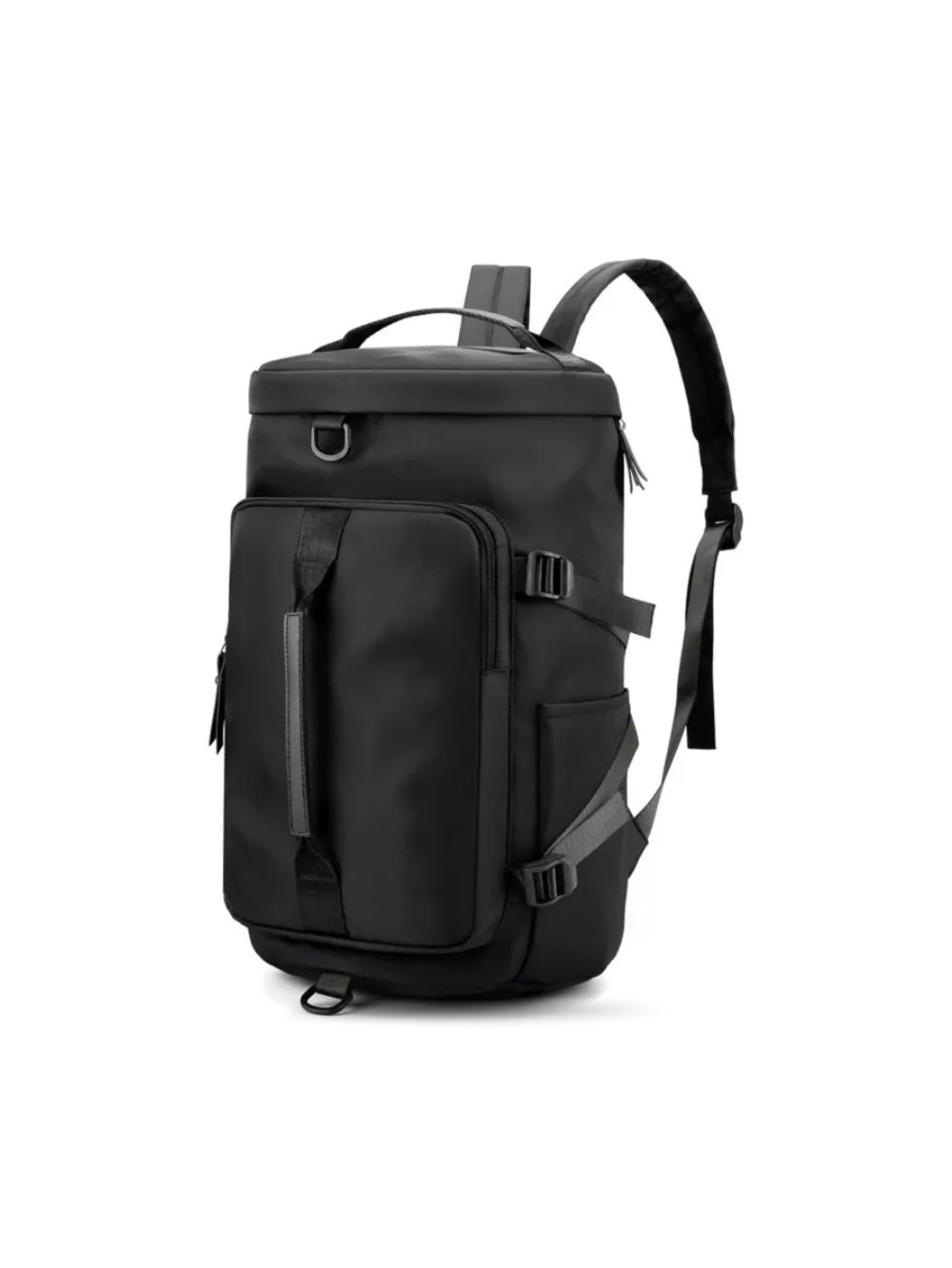 LAVIZAR black waterproof Oxford convertible travel duffle backpack front view