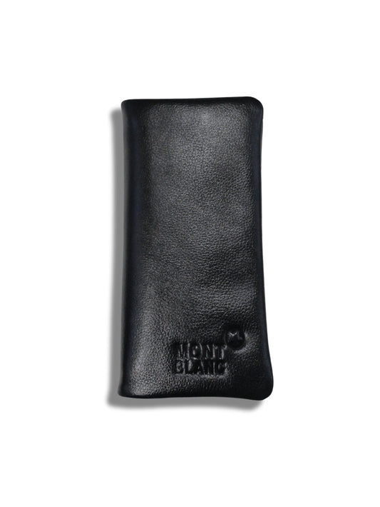 Black 100% genuine pebbled leather long wallet front view with logo embossing